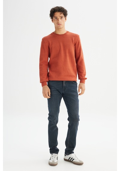 Lee %100 Pamuk Regular Fit Erkek Triko Kazak L2520373222 Turuncu
