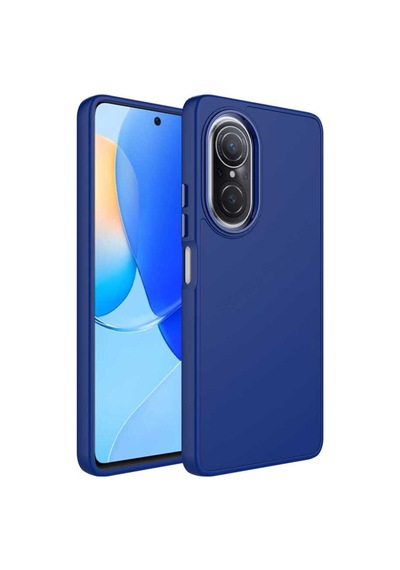 Huawei Nova 9 Se Kılıf Metal Çerçeve Ve Buton Tasarımlı Silikon Zore Luna Kapak Lacivert