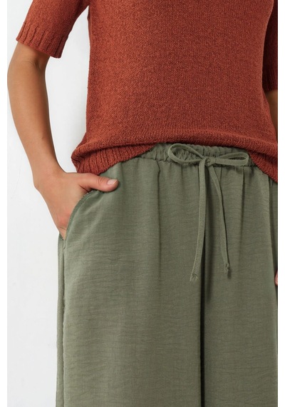 Hiccup Busem Kadın Dokulu Polyester Jogger Pantolon Haki