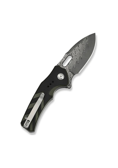 Civivi Vexron Milled Black & Green G10 Handle Damascus Blade Kamp Çakı Siyah - Yeşil