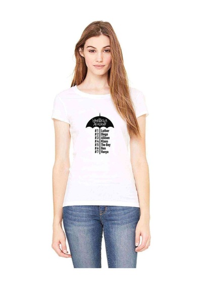 The Umbrella Academy Characters Name Baskılı Beyaz Kadın Tshirt