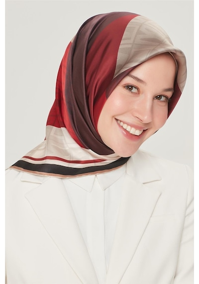 Armine İpek Eşarp Nostalji - 8516-30 Koyu Bordo Twill Koyu Bordo