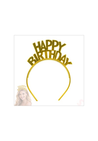 Happy Birthday Plastik Taç - Altın 0-99