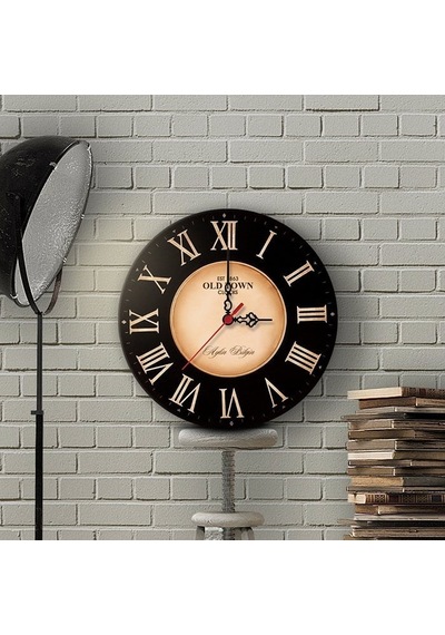 Kişiye Özel Old Town Tasarımlı Vintage Ahşap Duvar Saati 30 Cm. - 4 Çok Renkli