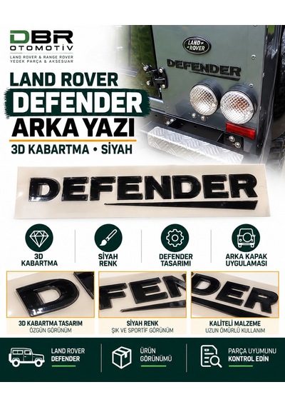 Land Rover Defender Arka Yazı 3D Kabartma (345954515)
