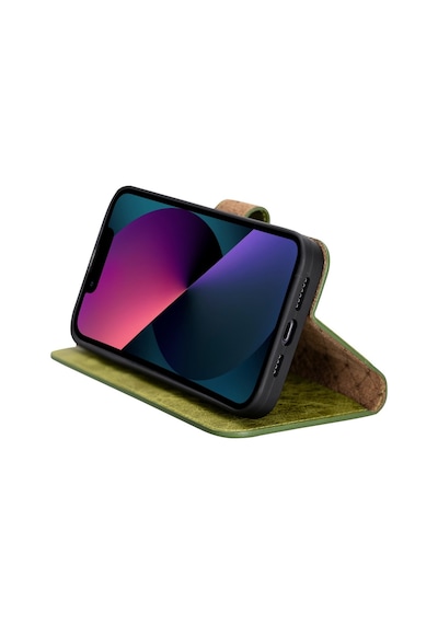 Bouletta Apple Uyumlu iPhone 13 Pro Max Deri Cüzdanlı Kılıf Tn19 Yeşil
