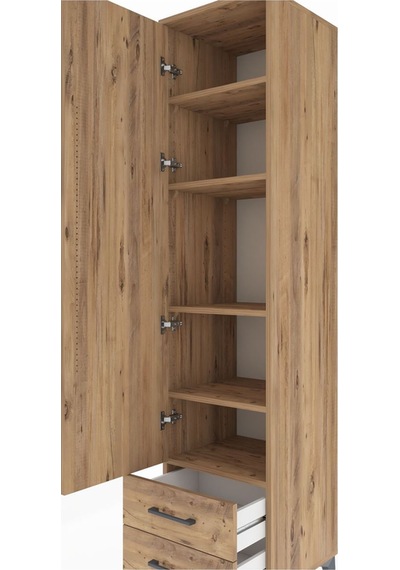 Hyperion Dolap 5 Raflı 2 Çekmeceli Tek Kapaklı 44x44x195 Çam-çam Çam