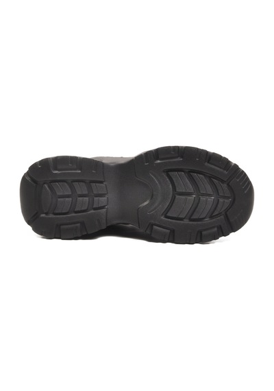 Siyah Bağcıklı Kalın Taban Hafif Kadın Sneaker 2318 G Siyah