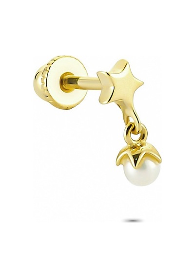 Glorria Altın Inci Yıldız Helix Piercing Sarı