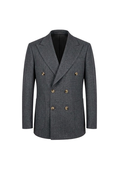 İgs Mavi Slim Fit Dar Kalıp Kırlangıç Yaka Yünlü Kruvaze Ceket-26245