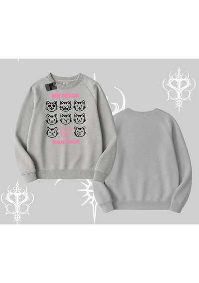 Startmore Kitti Sweet Mini Logo Baskılı Kayık Yaka Sweatshirt Gri
