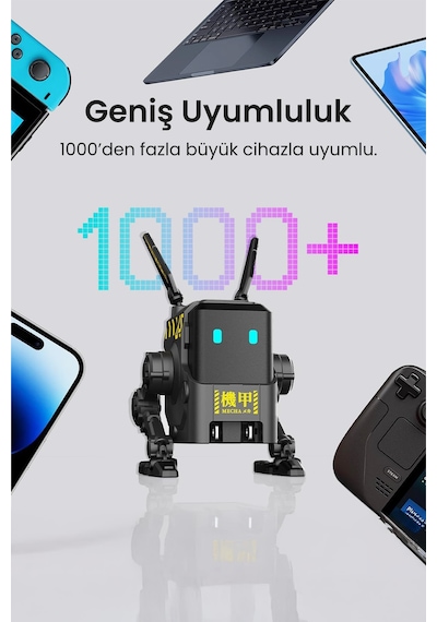 GravaStar Alpha65 Gri Robot Figürlü 65W Hızlı Şarj Adaptörü