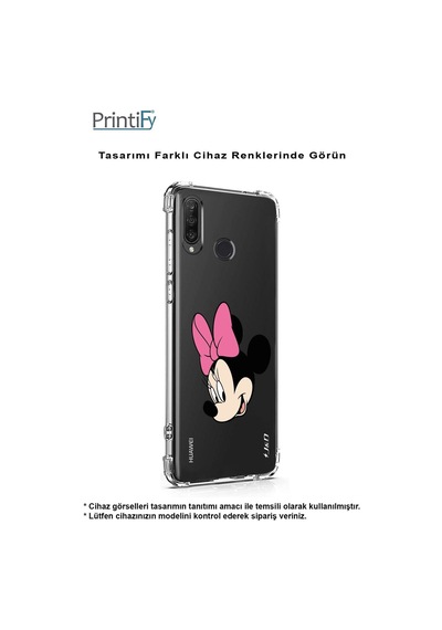 Xiaomi Mi 12 Lite Uyumlu Köşe Korumalı Antişok Kapak Minnie Mouse Tasarımlı Şeffaf Silikon Kılıf