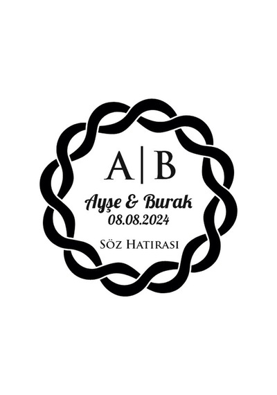 Yapraklı Dal Desenli Dikdörtgen Mühür Kına Nişan Düğün 3x3 Cm Özel Etiket / 50 Adet Sticker Beyaz