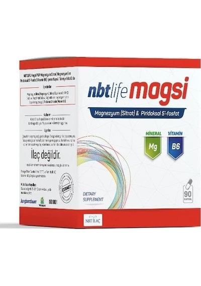 Nbtlife Magsi -magnezyum Sitrat + Piridoksal 5 Fosfat 90 Kapsül