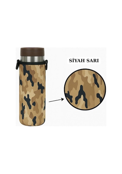 Travel Mug 0.47 Lt. İle Uyumlu Omuz Askılı Termos Kılıfı SİYAH-SARI