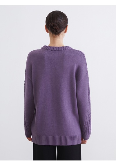 Lcw Modest Mor Bisiklet Yaka Kendinden Desenli Kadın Triko Tunik Lcw Modest Mor Bisiklet Yaka Kendinden Desenli Kadın Triko Tunik
