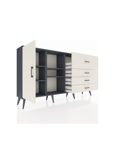 Arges Konsol 4 Raflı 4 Çekmeceli Tek Kapaklı 176x30x99 Antrasit-aytaşı Aytası - Antrasıt Arges Konsol 4 Raflı 4 Çekmeceli Tek Kapaklı 176x30x99 Antrasit-aytaşı Aytası - Antrasıt