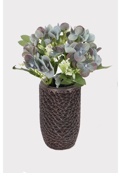 Lüx Beton Retro Tombul Vazoda Yapay Islak Ortana Tanzimi 25 Cm Pastel Turkuaz