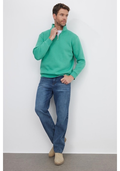 Tudors Unisex Relax Fit Rahat Kesim Pamuklu İçi Polarlı Yarım Fermuarlı Yeşil Dik Yaka Sweatshirt-35175 Yeşil Tudors Unisex Relax Fit Rahat Kesim Pamuklu İçi Polarlı Yarım Fermuarlı Yeşil Dik Yaka Sweatshirt-35175 Yeşil