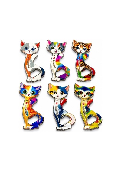 Hubrendy Kargo Kedi Tasarımı İstanbul Temalı Buzdolapı Süsü Magnet Alk5409