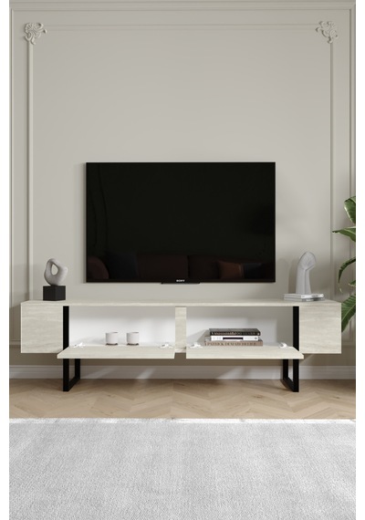 Serenity Metal Ayaklı Tv Ünitesi 180 Cm - Traverten Desen Traverten