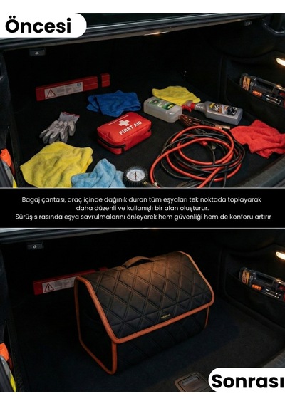 Araç Bagaj Düzenleyici Organizer Tay Tüyü Kaymaz Cırt Bantlı Geniş Hacimli Çanta A4