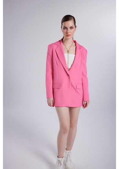 Holly Lolly Vatklı Cepli Panky Blazer Ceket Pembe