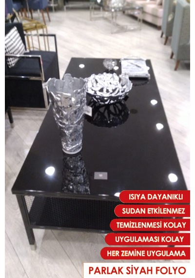 Siyah Parlak Yapışkanlı Folyo Çok Amaçlı 120cm
