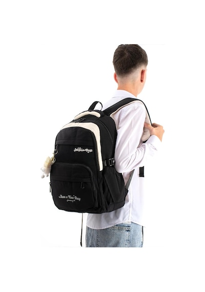 Ventis Unisex Maskotlu Okul Çantası Lise Ortaokul Sırt Çantası 43 30 Cm Çok Cepli Vnt5-j Siyah