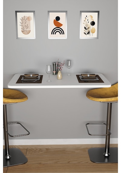Katlanabilir Duvara Monte Mutfak Masası - 50x90 Cm Yemek Ve Hazırlık Masası Beyaz