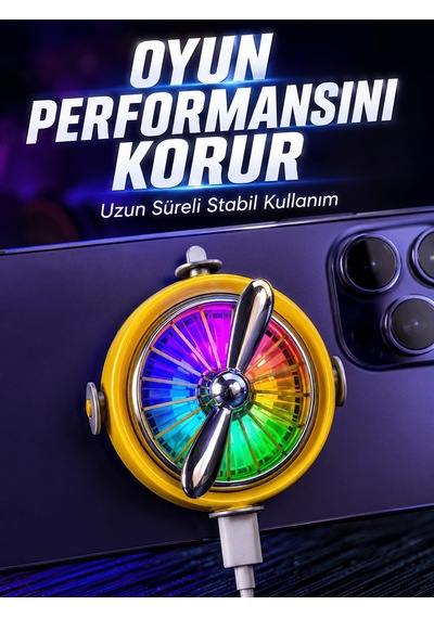 Telefon İçin Rgb Led Manyetik Soğutma Fanı Siyah