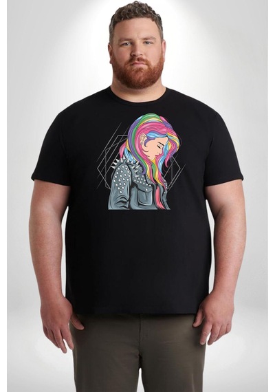 Angemiel Metal Müzik Çeket Siyah Büyük Beden Erkek Kadın Unisex Basic Ön Baskılı Tişört Siyah