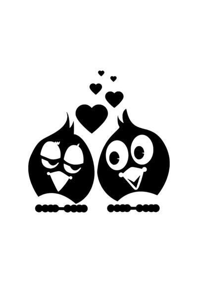 Aşık Kuş Çift Sticker 20 X 20 Cm
