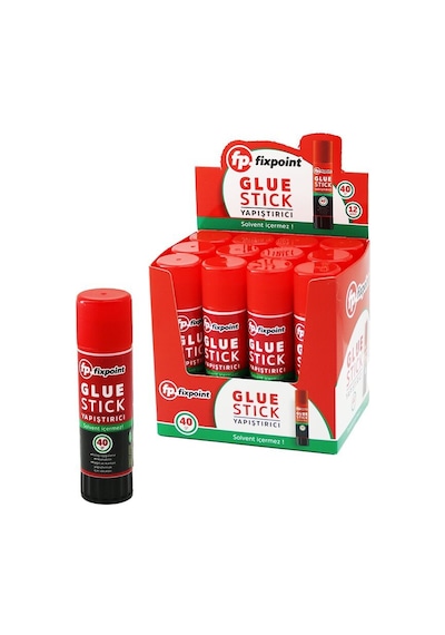 Fixpoint P-2657 Glue Stick Yapıştırıcı Prit 40gr Kağıt Yıkanabilir Kolay Uygulama Solvent İçermez - 12'li Paket