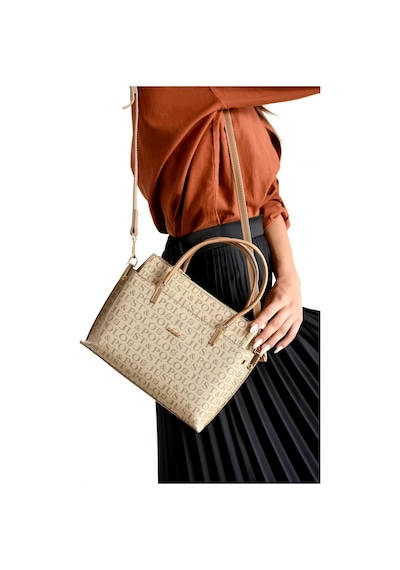 Just Polo Kadın Monogram Baskılı Yeni Sezon El Ve Omuz Çantası 232031mh Vizon