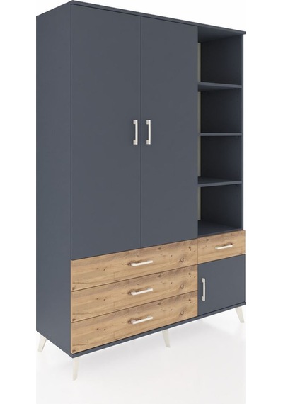 Hyperion Dolap 5 Raflı 4 Çekmeceli Tek Askılı 132x44x195 Antrasit-antrasit/çam Antrasıt/atlas Çam Hyperion Dolap 5 Raflı 4 Çekmeceli Tek Askılı 132x44x195 Antrasit-antrasit/çam Antrasıt/atlas Çam