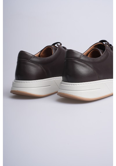 Fame Step Erkek Hakiki Deri Sneaker Ayakkabı Ortopedik Rahat Günlük - Torino Kahverengi