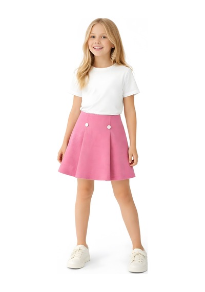 Esila Kids Kız Çocuk Şort Etek Kışlık Kumaş Pembe