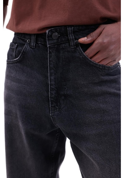 Freemen Erkek Baggy Bol Kesim Kot Pantolon Koyu Siyah