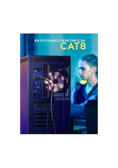Cat 8 Ethernet Kablosu Lan Kablo 40gbps 2000mhz Süper Hızlı Ağ Kablosu Gigabit Pc, Laptop, Ps5/ Standart
