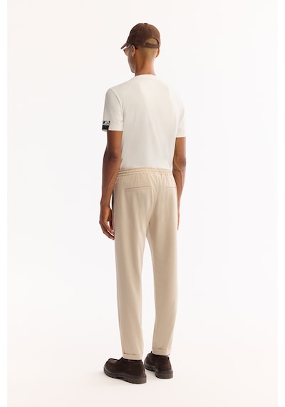 Avva Erkek Bej Beli Lastikli Bağcıklı Duble Paça Jogger Relaxed Fit Pantolon E003000