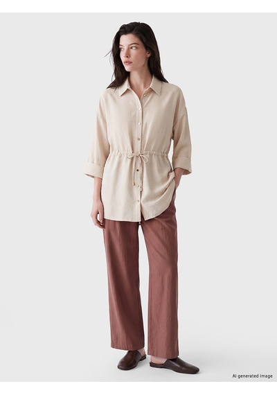 Lcw Comfort Kahverengi Geniş Paça Pileli Kadın Kumaş Pantolon