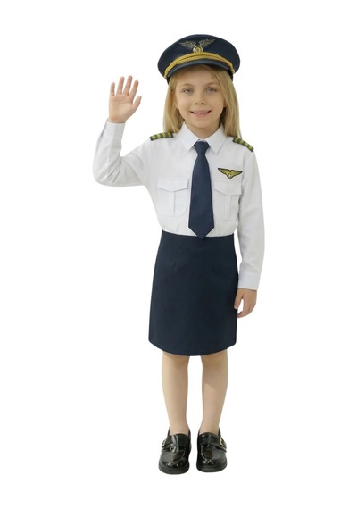 Uzun Kol Gömlekli Apoletli Kız Pilot Kostümü