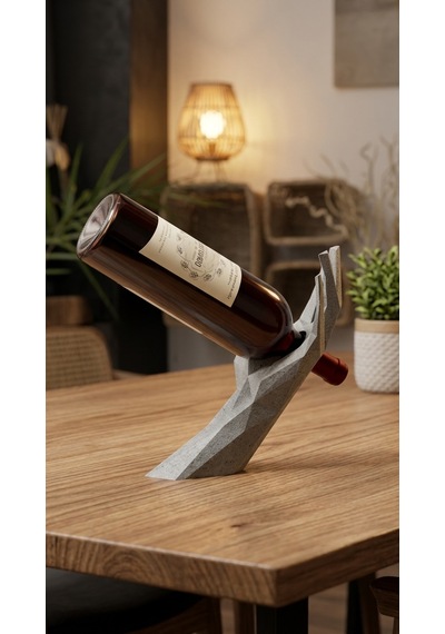 Vinograce Minimalist Geometrik Şarap Şişesi Tutucu - Denge Tasarımlı Dekoratif Şarap Standı Yeşil - Beyaz