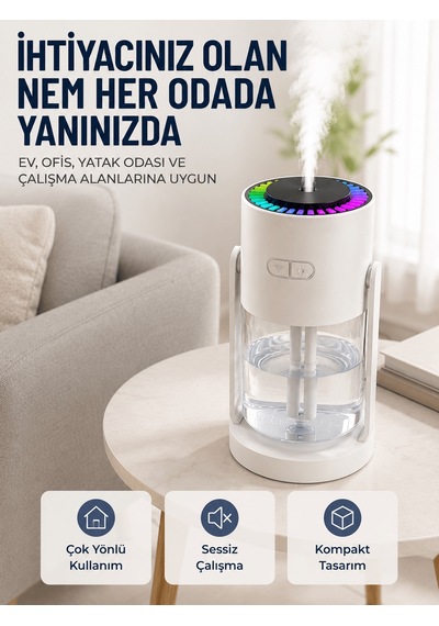 Ultrasonik Hava Nemlendirici Renkli Led Işıklı Sessiz Oda Nemlendirme Cihazı Diğer