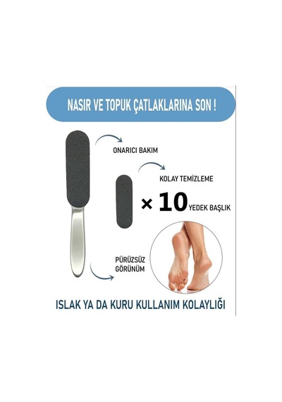 Ellea Nail Yedek Setli Çelik Topuk Törpüsü 10'lu