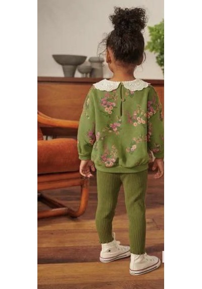 Lolliboomkids Yeni Sezon Bebe / Önlük Yaka Yeşil Renk Çiçek Baskılı Sweatshirt Ve Fitilli Kadife Taytlı Alt Üst Takım Yeşil Lolliboomkids Yeni Sezon Bebe / Önlük Yaka Yeşil Renk Çiçek Baskılı Sweatshirt Ve Fitilli Kadife Taytlı Alt Üst Takım Yeşil
