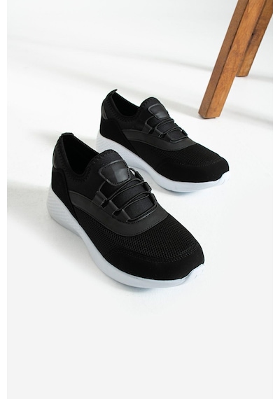 Siyah Beyaz Anatomik Esnek Taban Slip-on Spor Ayakkabı Günlük Sneaker Siyah-Beyaz