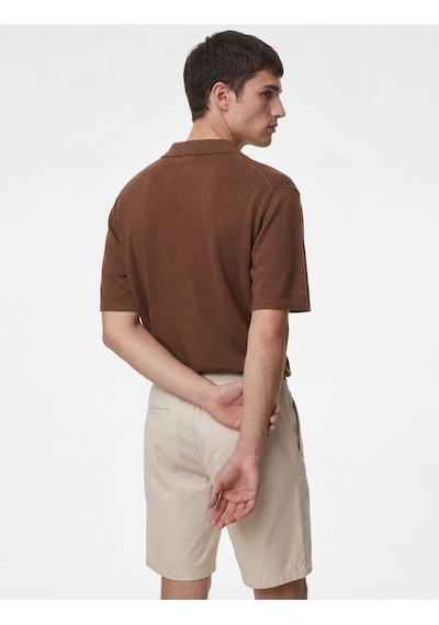 Koton Regular Fit Kısa Kollu Dokulu Polo Yaka Tişört Kahverengi 6sam10007mk Kahve